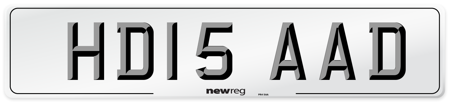 HD15 AAD Number Plate from New Reg